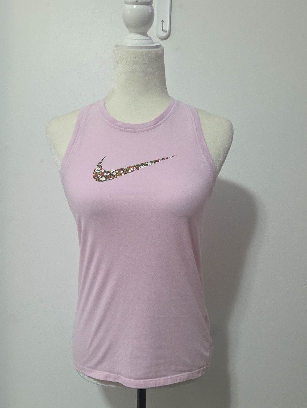 Nike Light Pink Floral Swoosh Racerback Tank